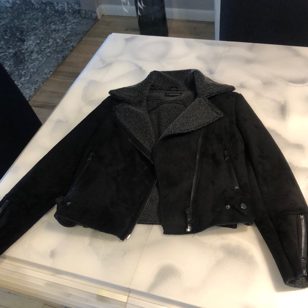 Vigoss black Sherpa lined moto jacket